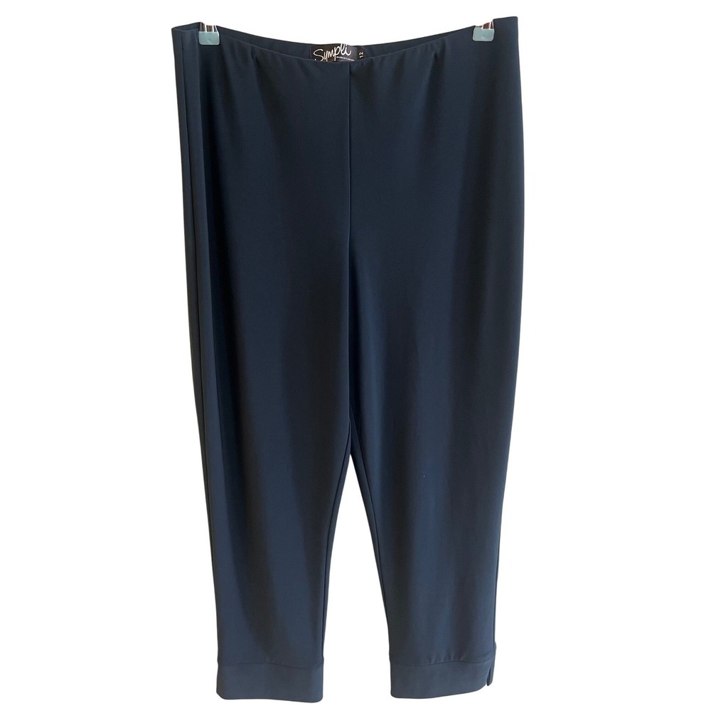 Sympli Woman's Blue Elastic Waist Jersey Pull On Stretch Canada Pants Size 12